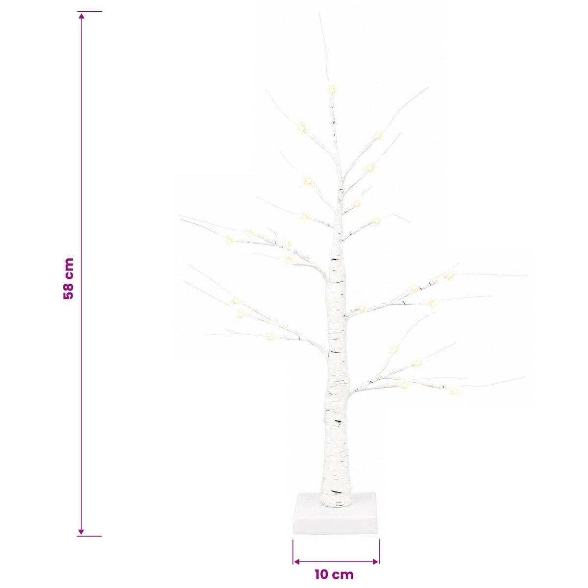 LED Birch Christmas Tree 2 pcs White 10 x 10 x 58 cm Plastic