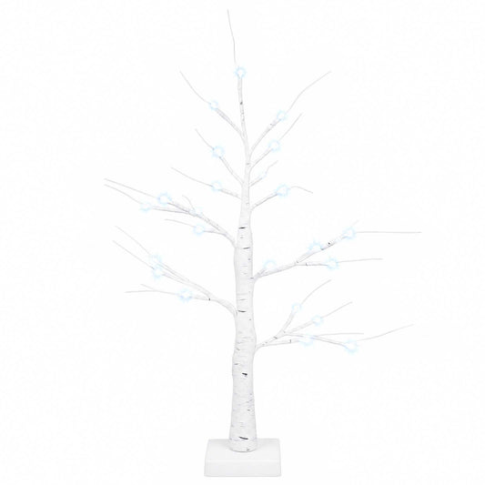 LED Birch Christmas Tree 2 pcs White 10 x 10 x 58 cm Plastic