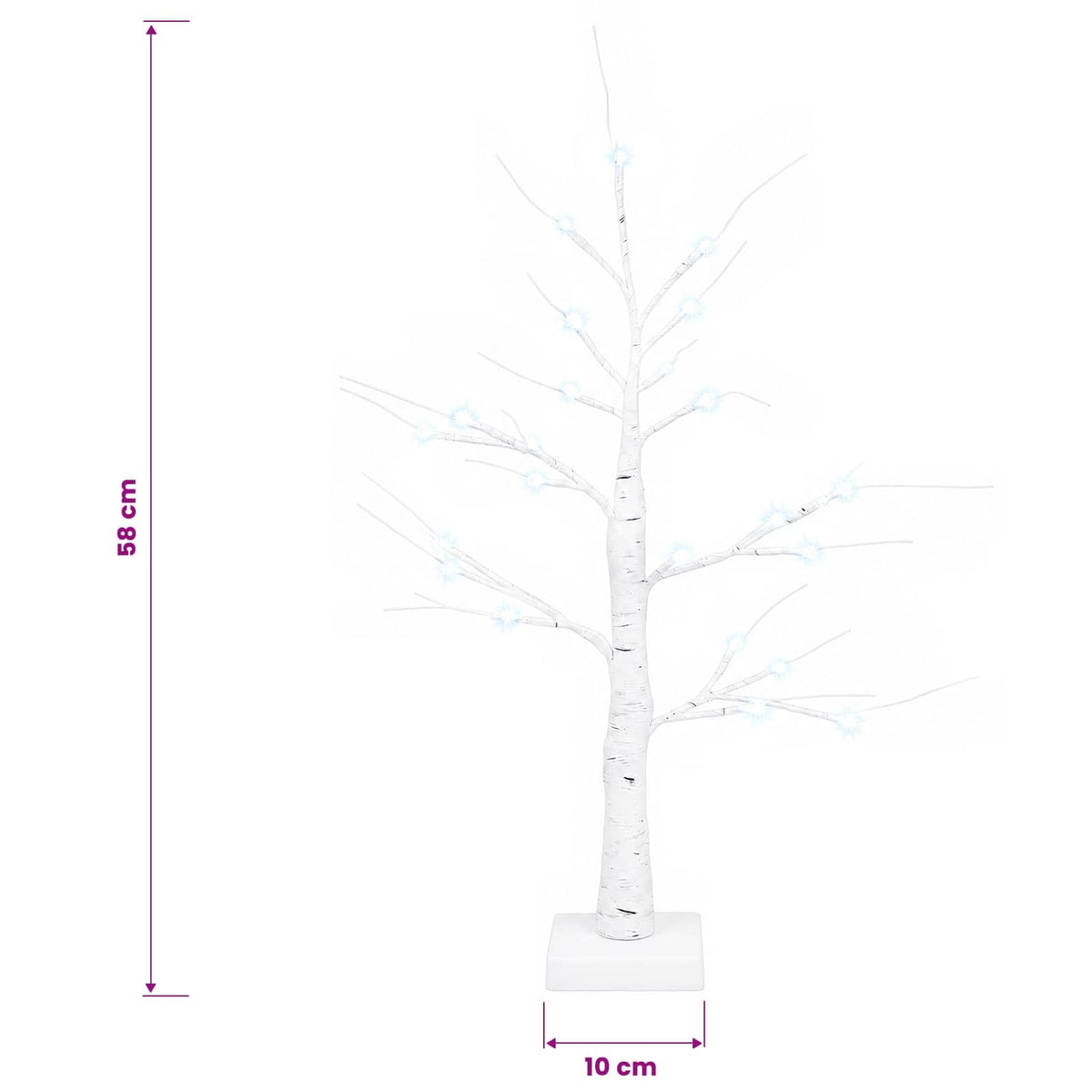 LED Birch Christmas Tree 2 pcs White 10 x 10 x 58 cm Plastic