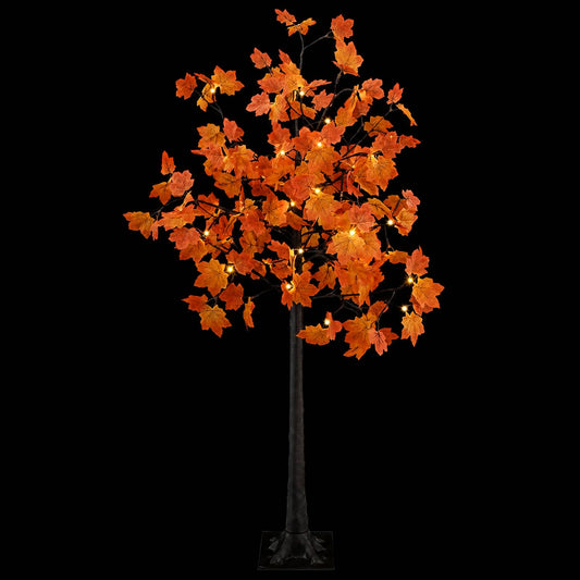 LED Maple Christmas Tree Brown 150 cm Plastic 96 LEDs
