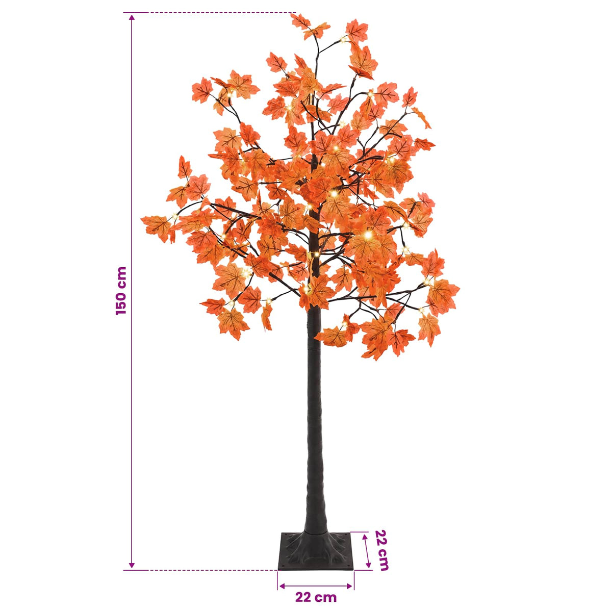 LED Maple Christmas Tree Brown 150 cm Plastic 96 LEDs