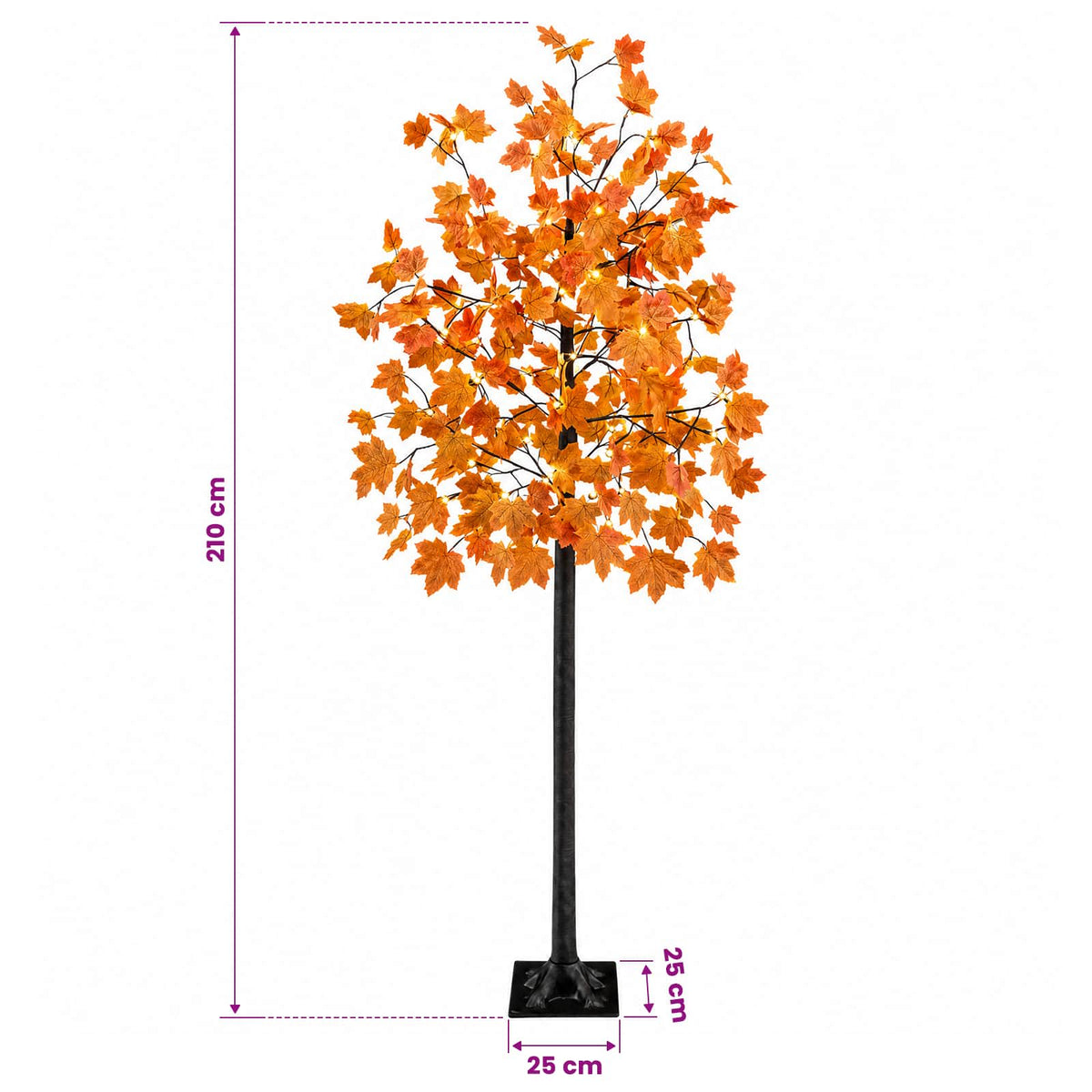 LED Maple Christmas Tree Brown 210 cm Plastic 144 LEDs