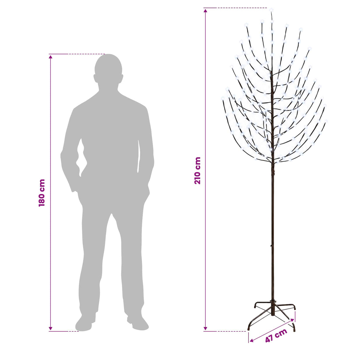 LED Christmas Tree Black 210 cm Steel 180 LEDs