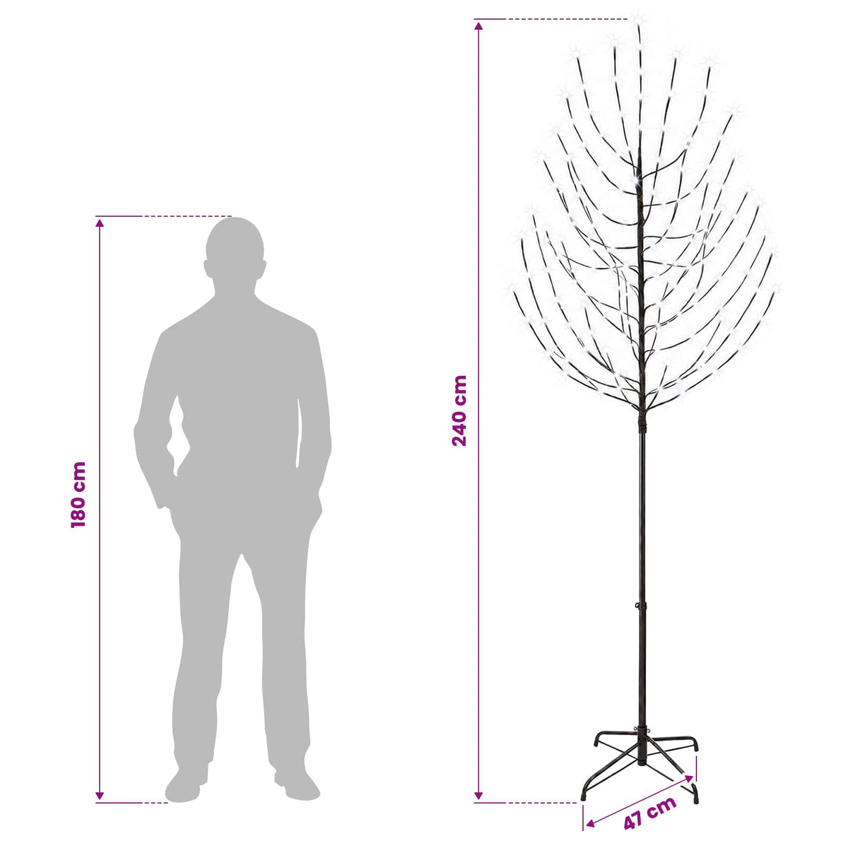 LED Christmas Tree Black 240 cm Steel 220 LEDs