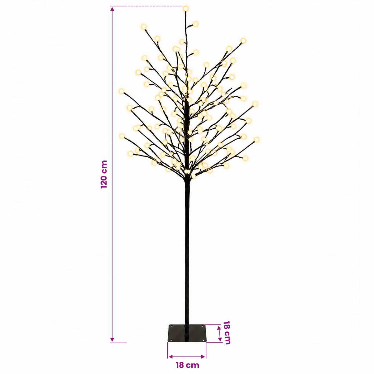 LED Ball Christmas Tree Black 18 x 18 x 120 cm Steel 150 LEDs
