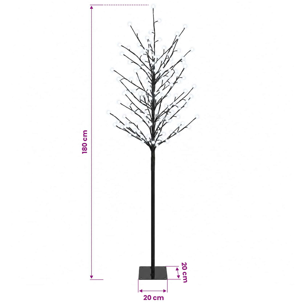 LED Ball Christmas Tree Black 180 cm Steel 220 LEDs