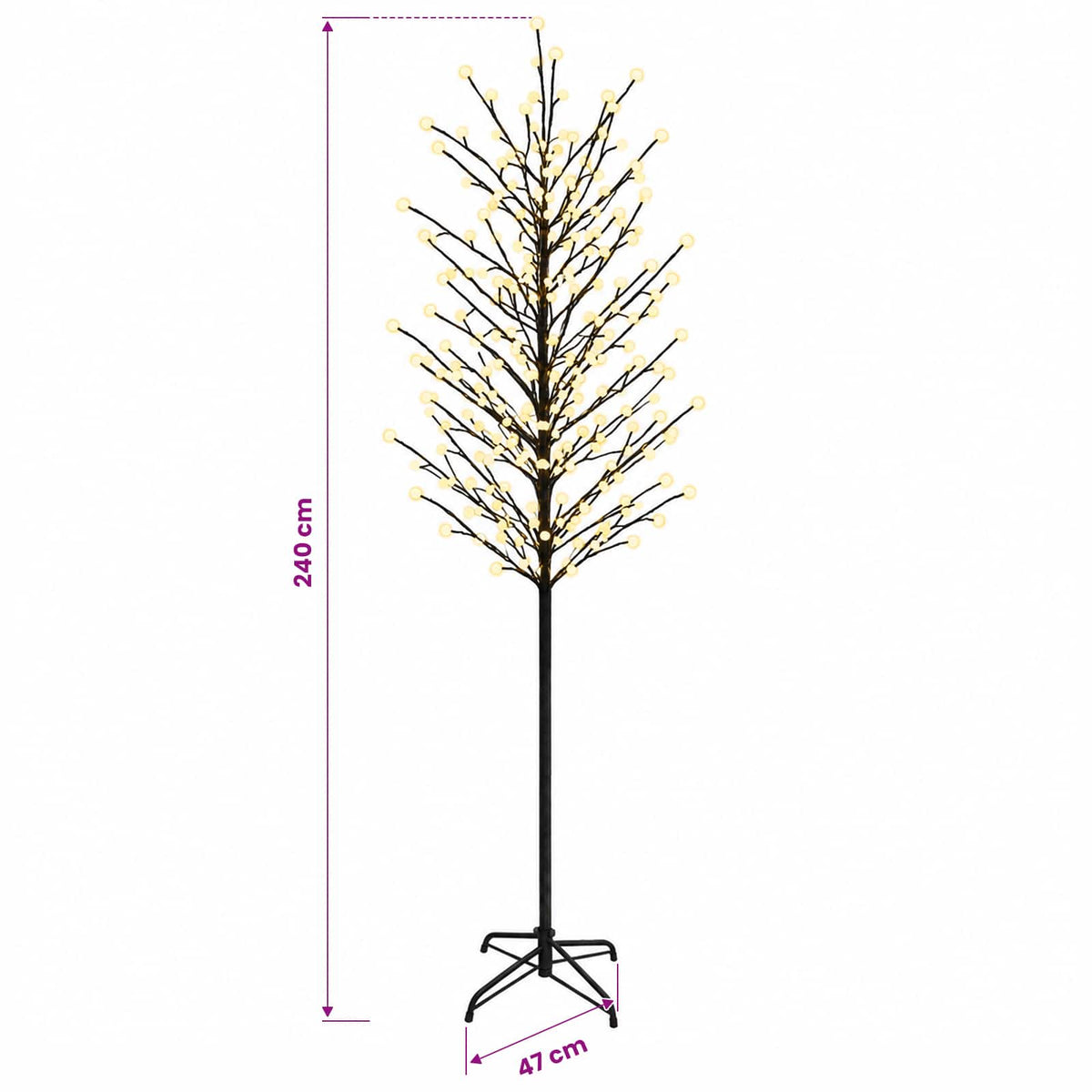 LED Ball Christmas Tree Black 240 cm Steel 280 LEDs