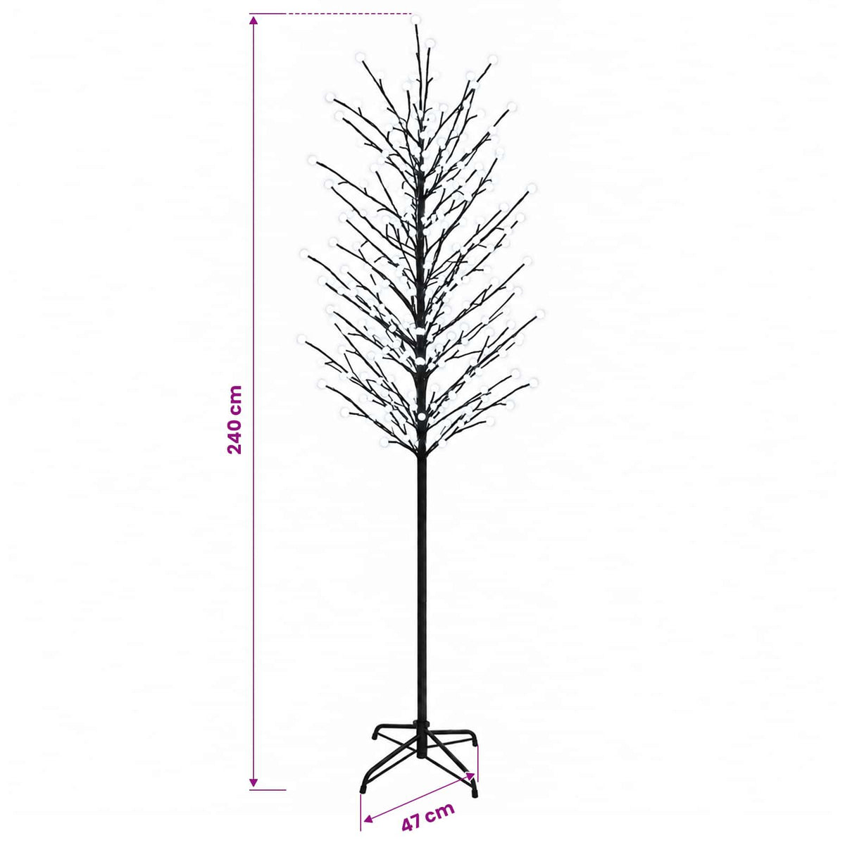 LED Ball Christmas Tree Black 240 cm Steel 280 LEDs