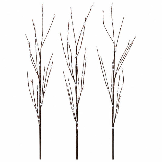 LED Copper Branch Christmas Decoration 3 pcs Brown 62 cm Steel