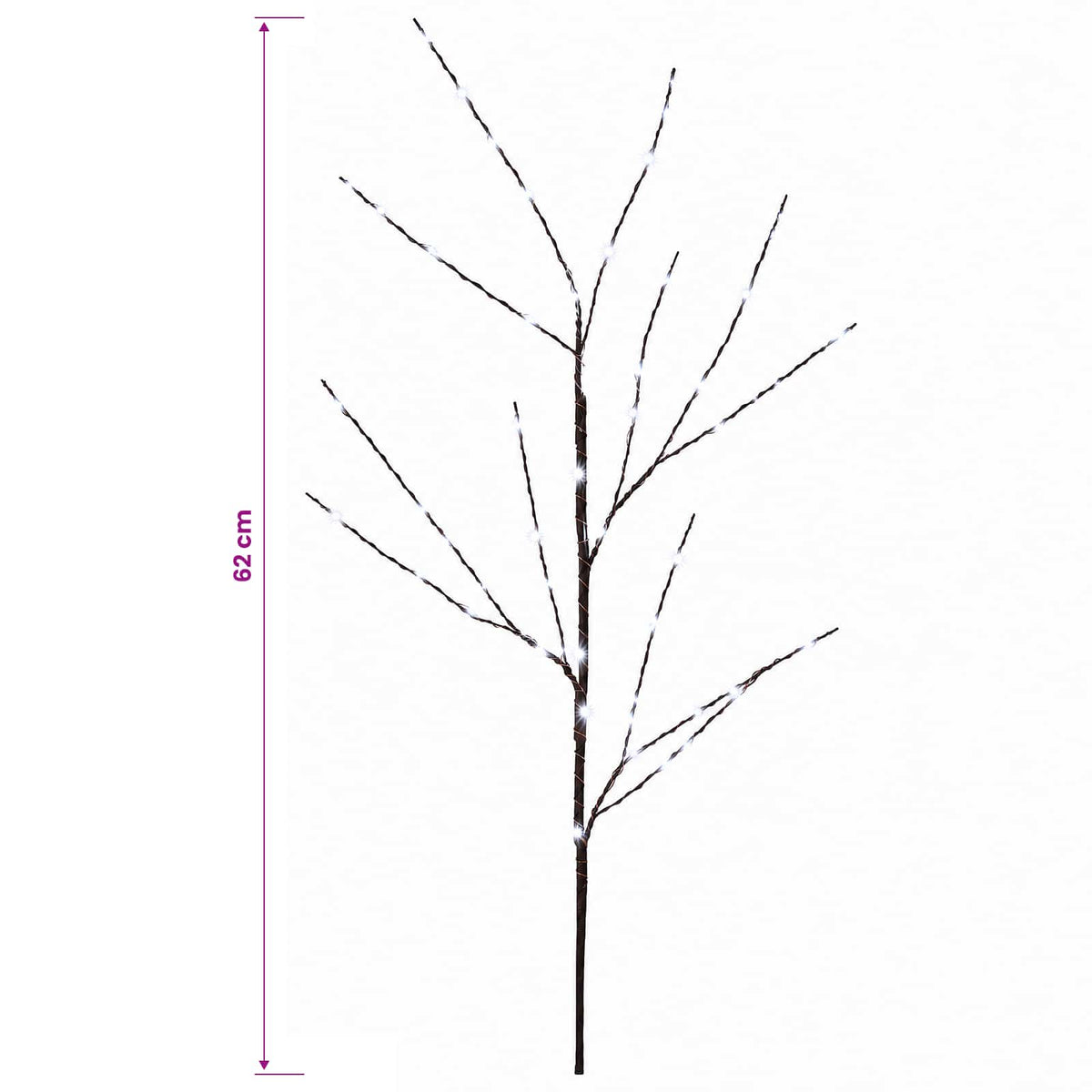 LED Copper Branch Christmas Decoration 3 pcs Brown 62 cm Steel