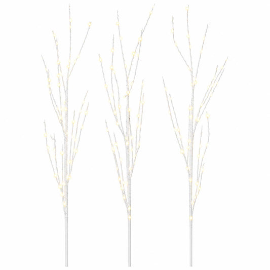 LED Copper Branch Christmas Decoration 3 pcs White 62 cm Steel