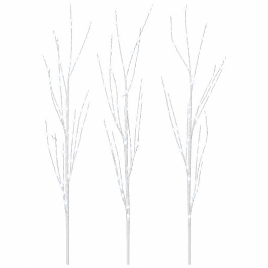 LED Copper Branch Christmas Decoration 3 pcs White 62 cm Steel