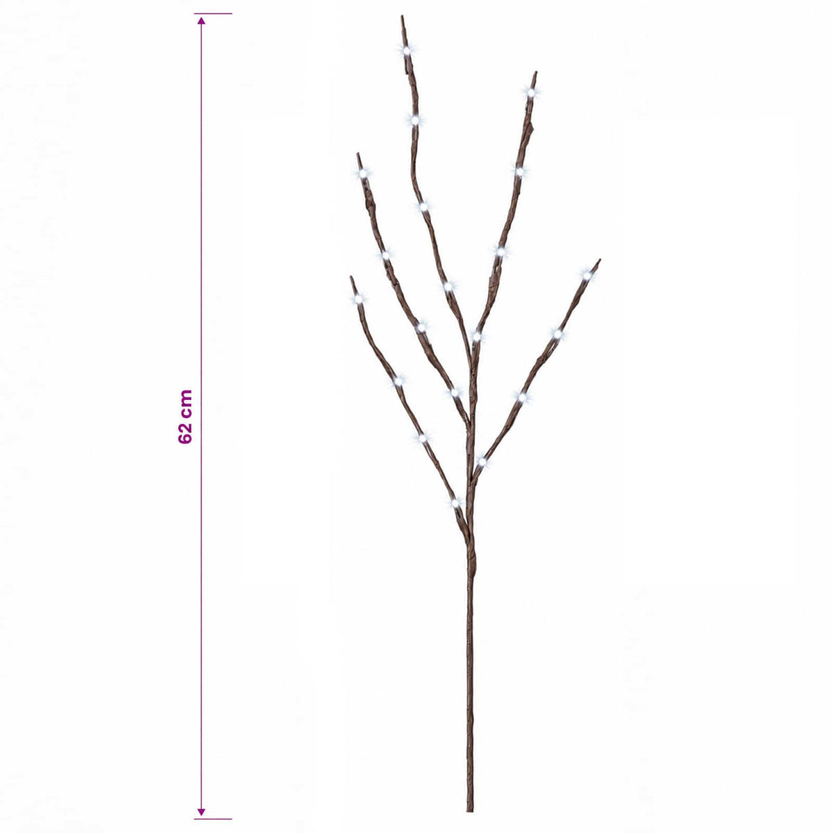 LED Copper Branch Christmas Decoration 3 pcs Brown 62 cm Steel