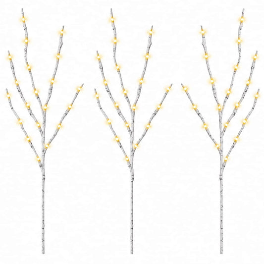 LED Copper Branch Christmas Decoration 3 pcs White 62 cm Steel