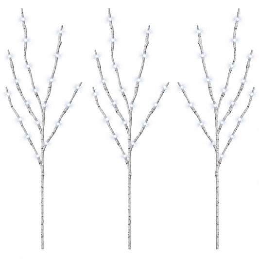 LED Copper Branch Christmas Decoration 3 pcs White 62 cm Steel