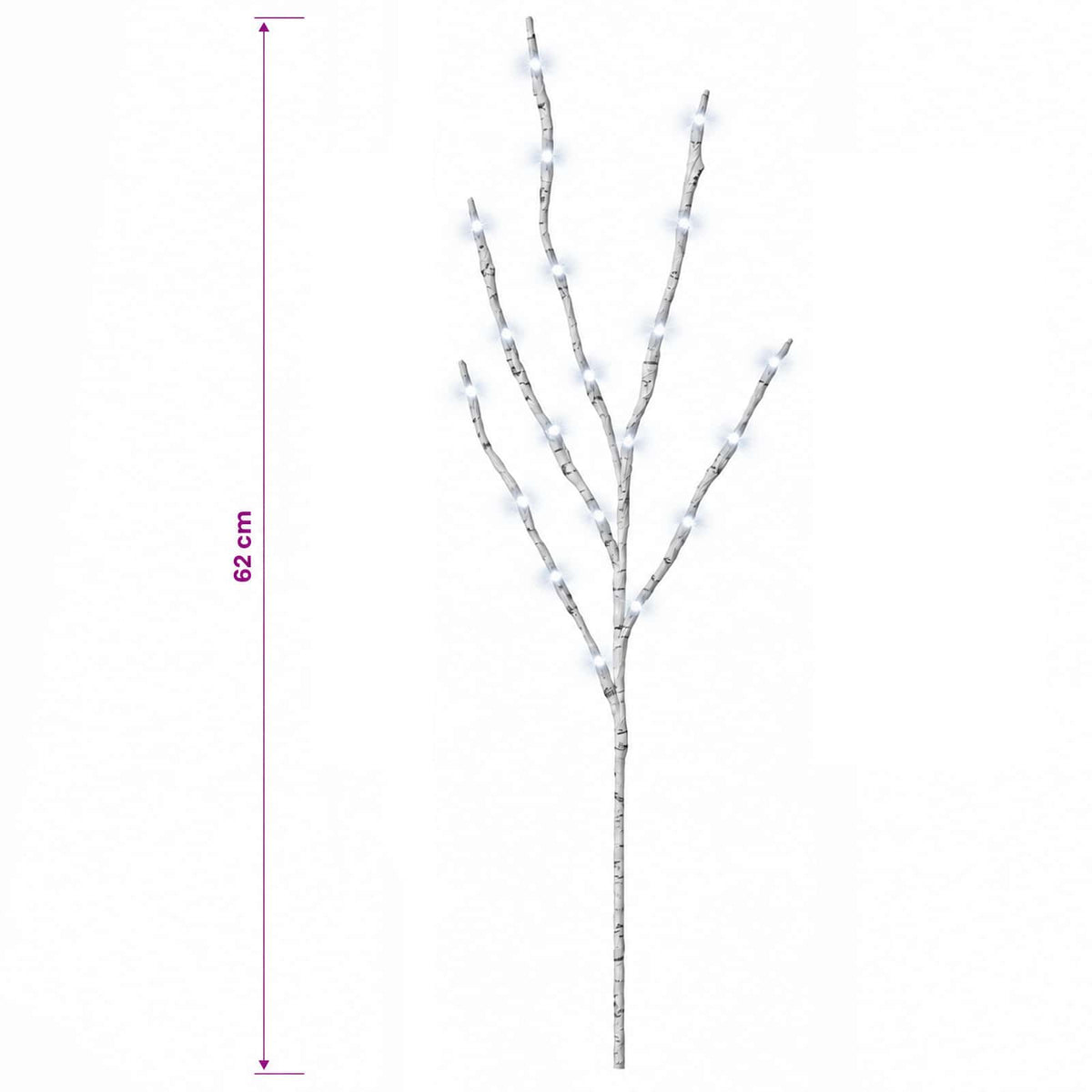 LED Copper Branch Christmas Decoration 3 pcs White 62 cm Steel