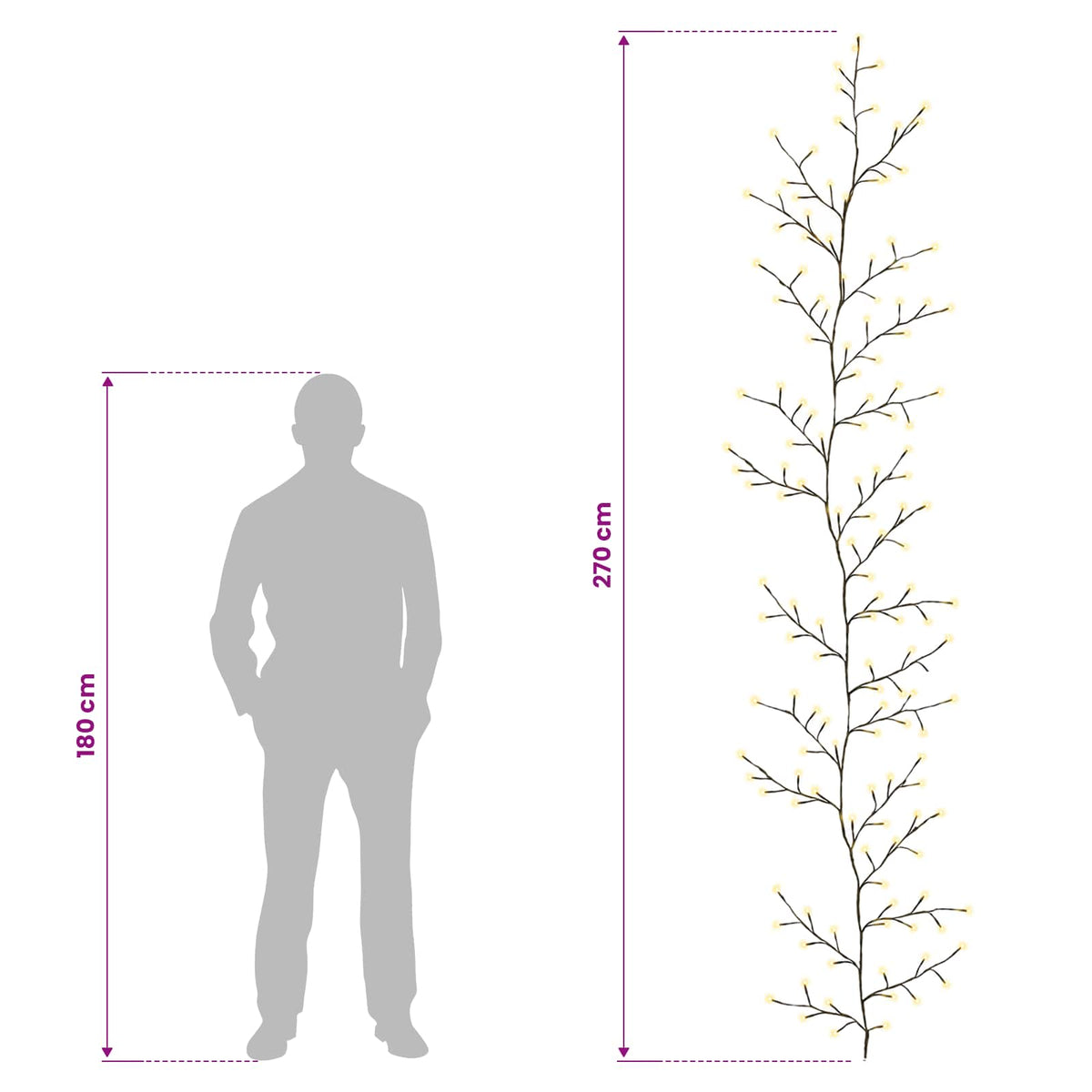 LED Willow Vine Christmas Decoration 2 pcs Black 270 cm Steel