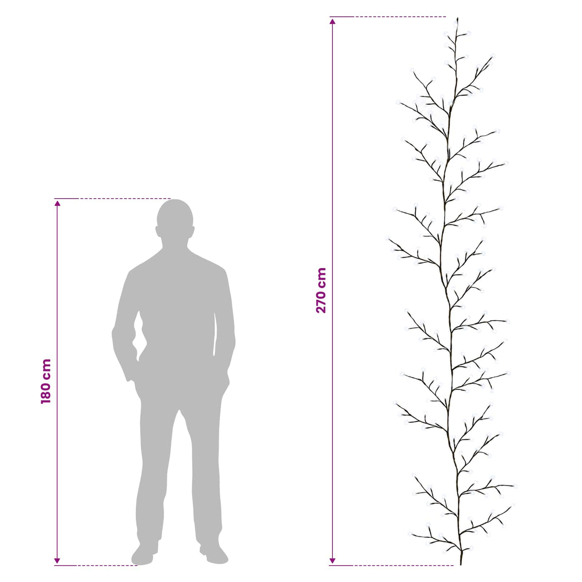 LED Willow Vine Christmas Decoration 2 pcs Black 270 cm Steel