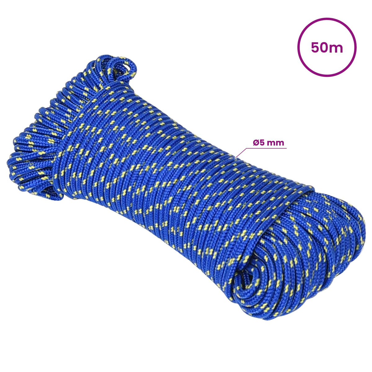 Multipurpose Utility Rope 5 mm 50 m Blue PP 150 kg Max Load