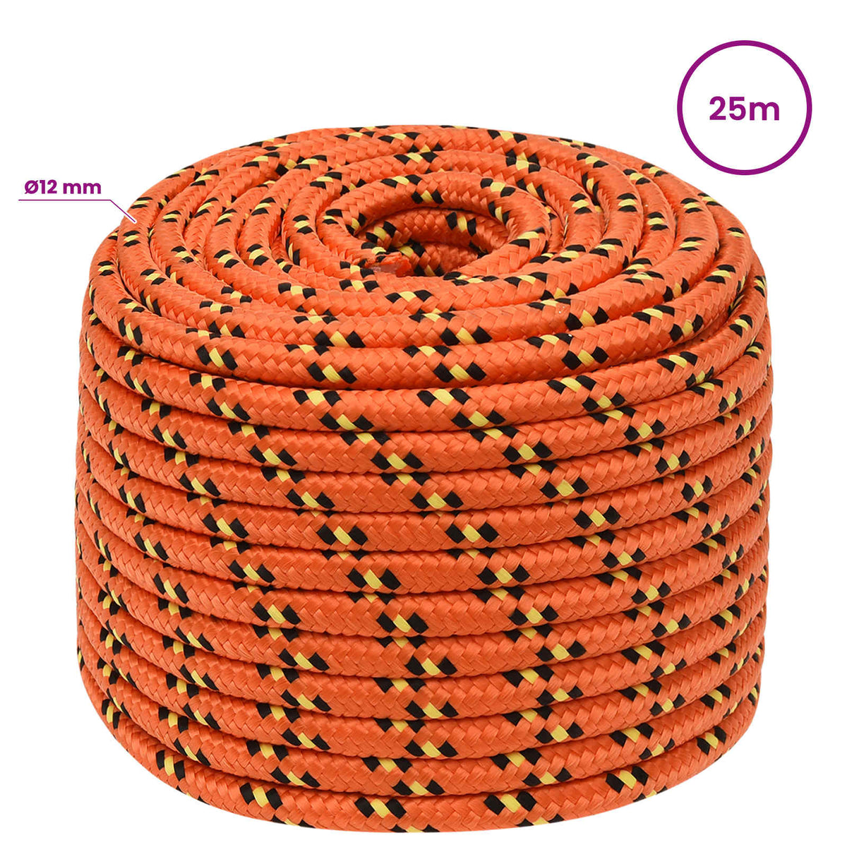 Multipurpose Utility Rope 12 mm 25 m Orange PP 930 kg Max Load