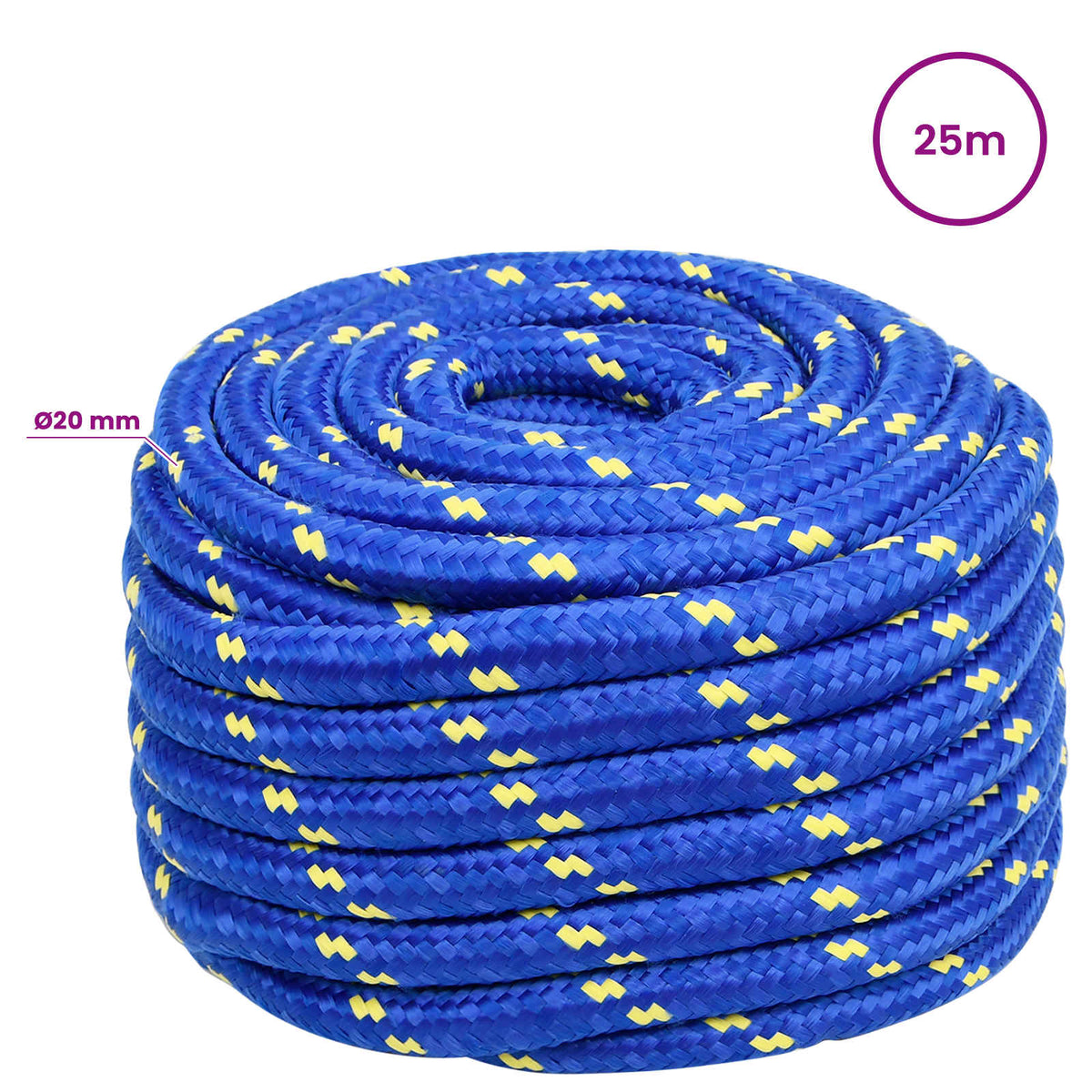 Multipurpose Utility Rope 20 mm 25 m Blue PP 2400 kg Max Load