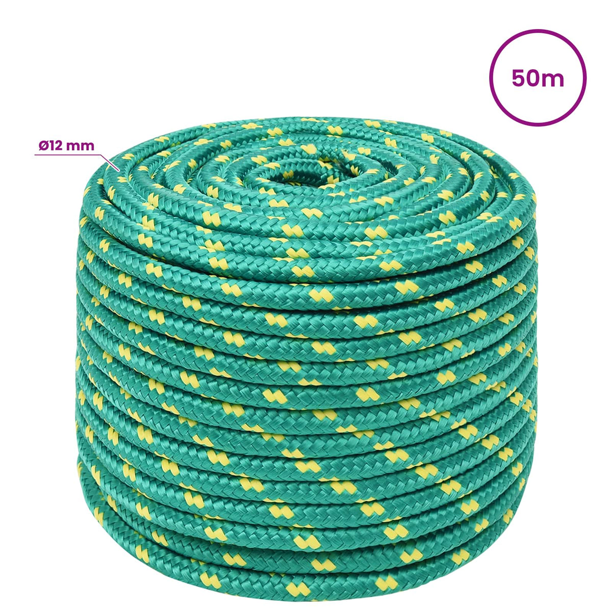 Multipurpose Utility Rope 12 mm 50 m Green PP 930 kg Max Load