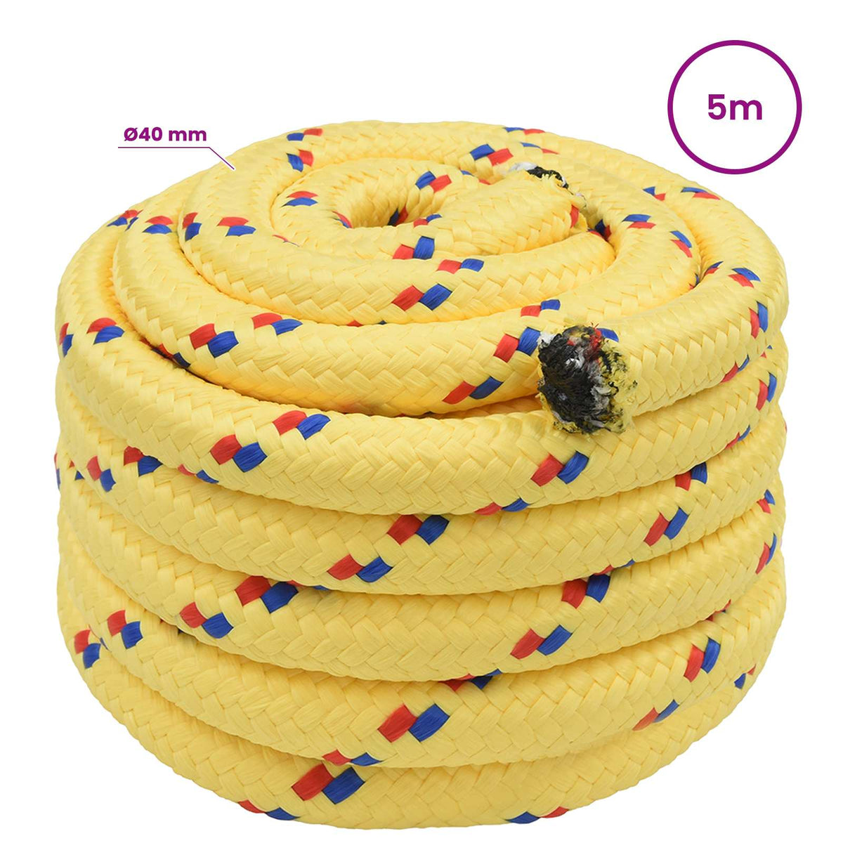Multipurpose Utility Rope 40 mm 5 m Yellow PP 9600 kg Max Load