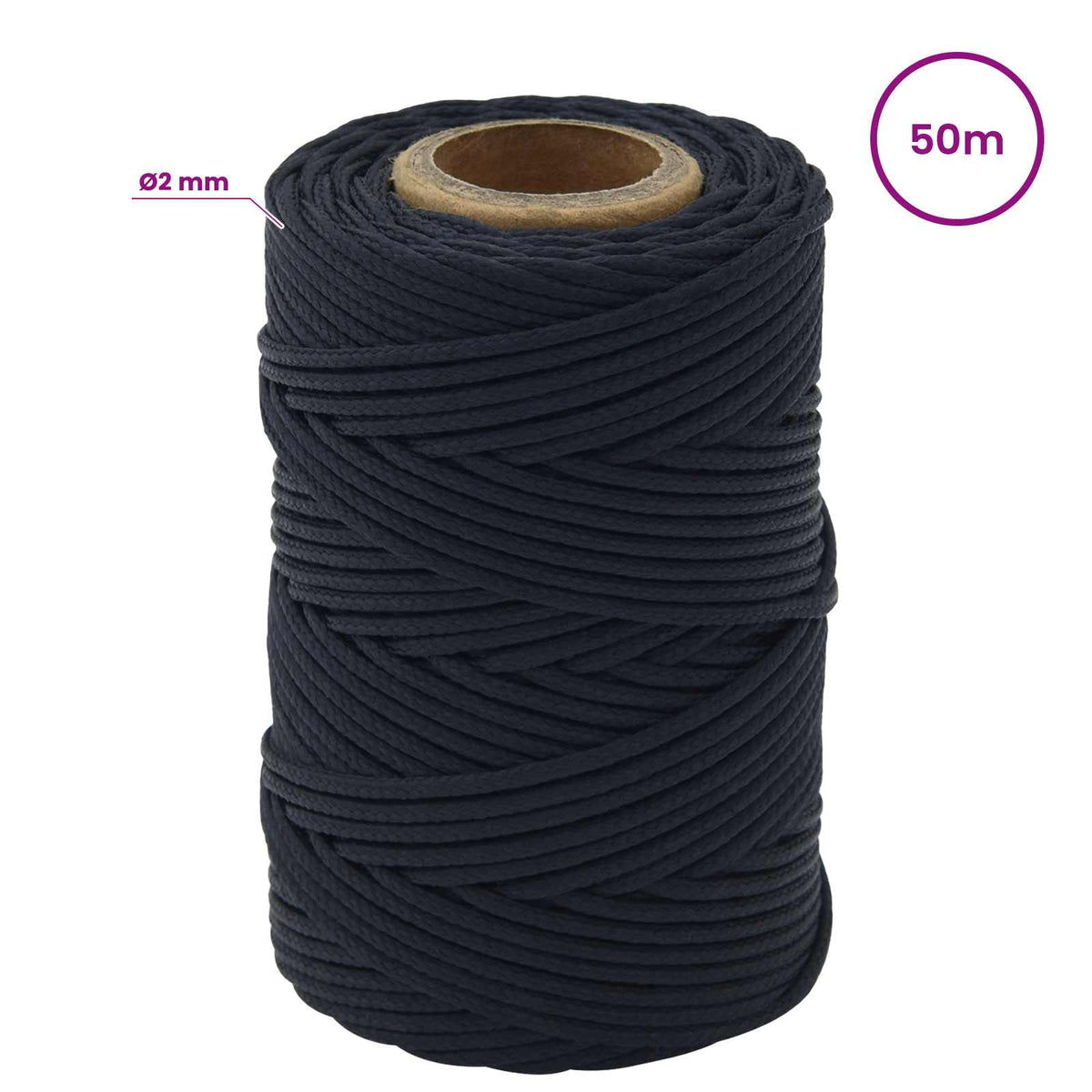 Multipurpose Utility Rope 2 mm 50 m Royal Blue Polyester