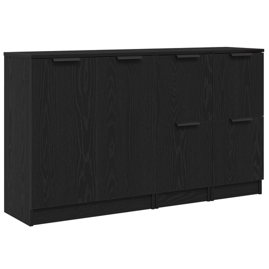 Sideboard 3 pcs Black Oak 120 x 30 x 70 cm Engineered Wood