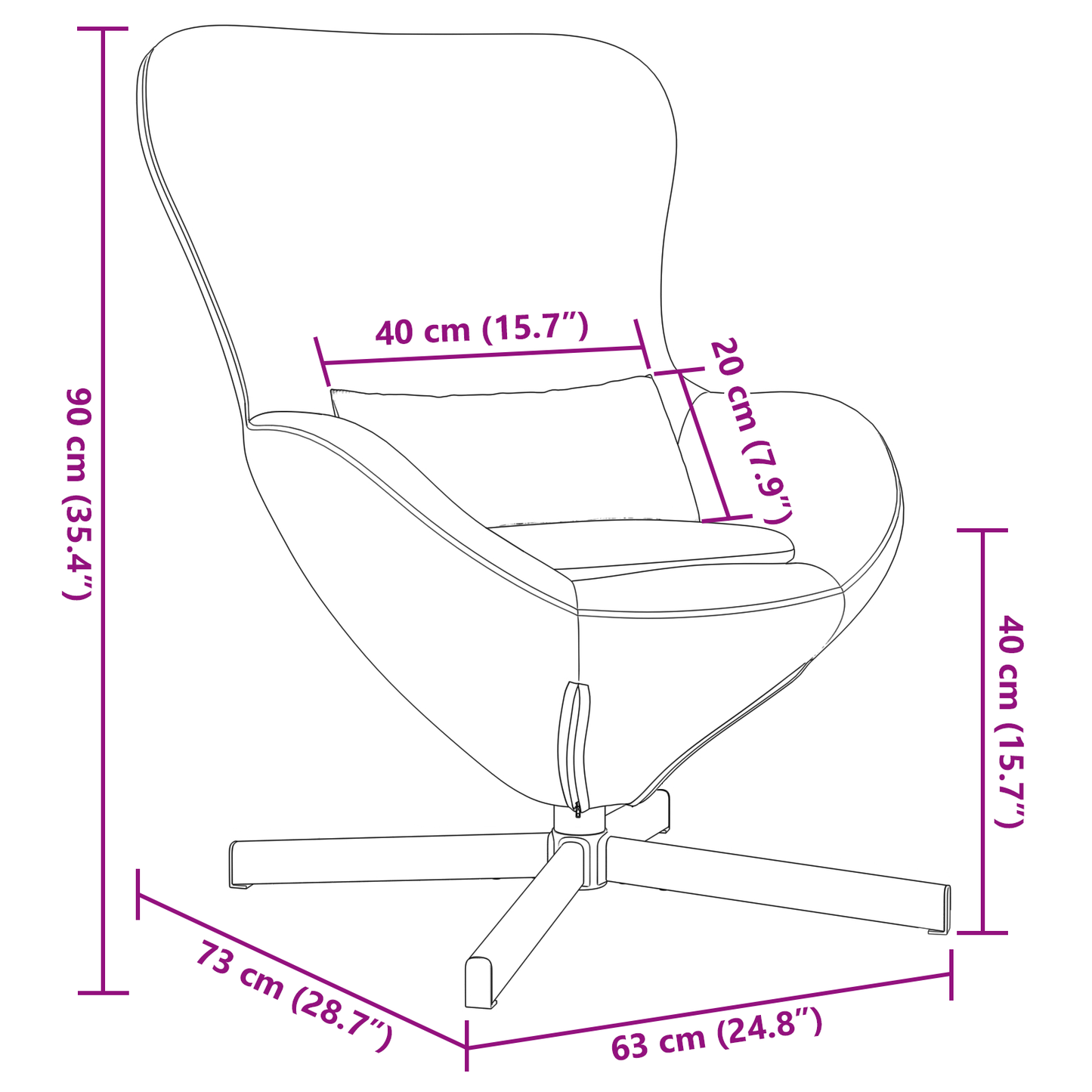 Egg Chair Blue 63 x 73 x 90 cm Velvet