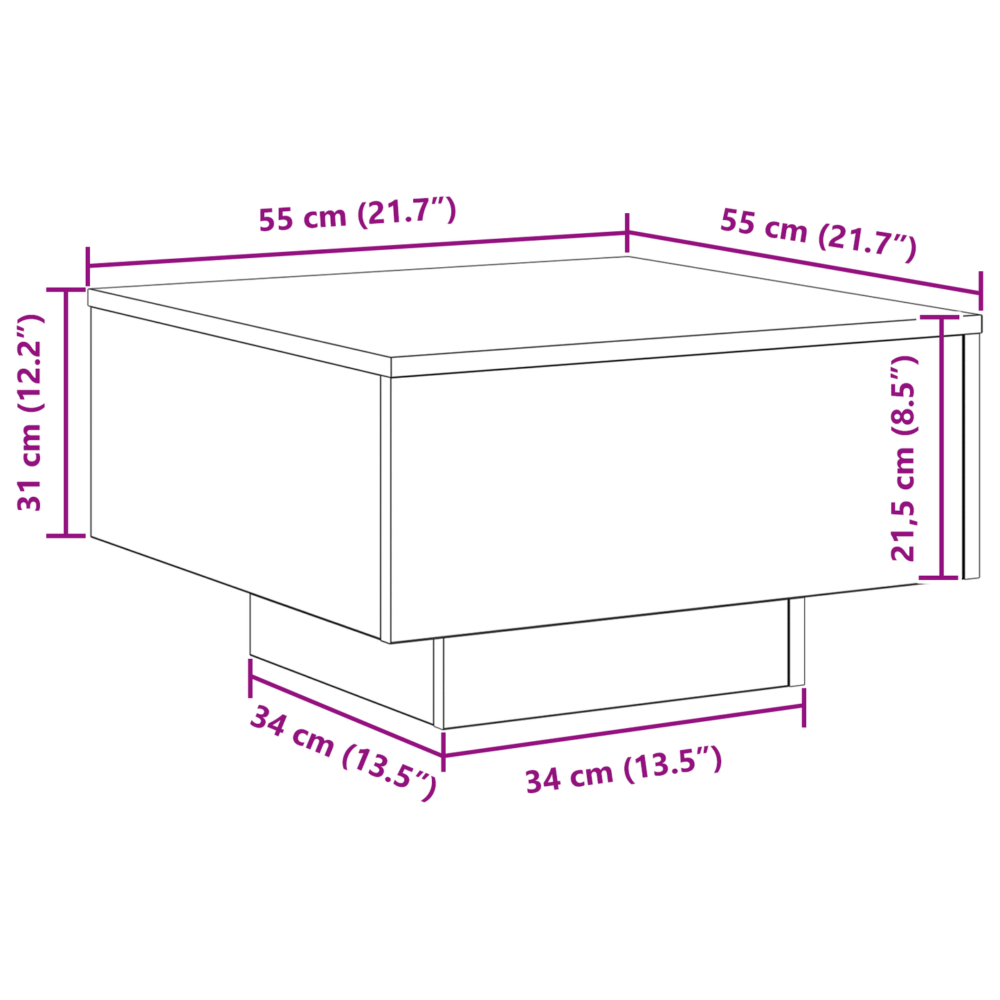 Coffee Table Artisan oak 55 x 55 x31 cm Engineered wood