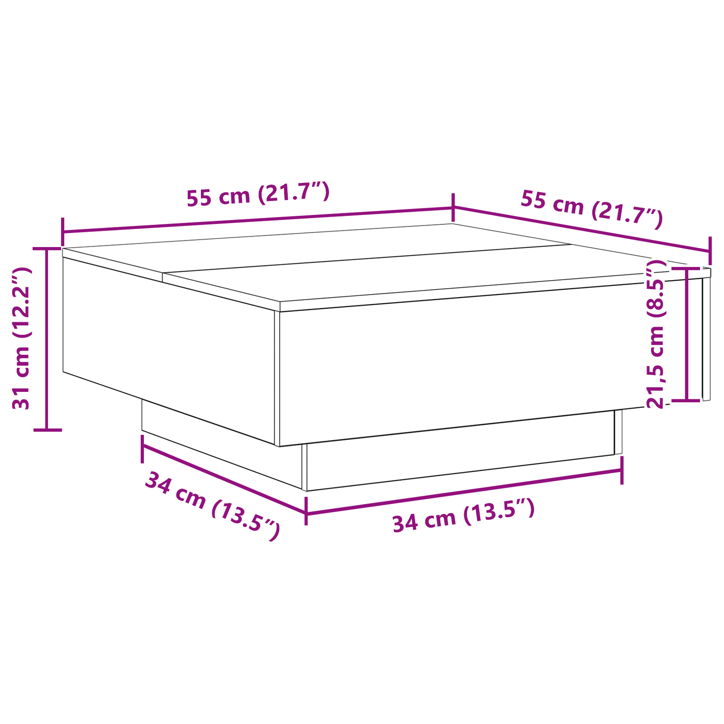 Coffee Table Artisan oak 80 x 80 x 31 cm Engineered wood