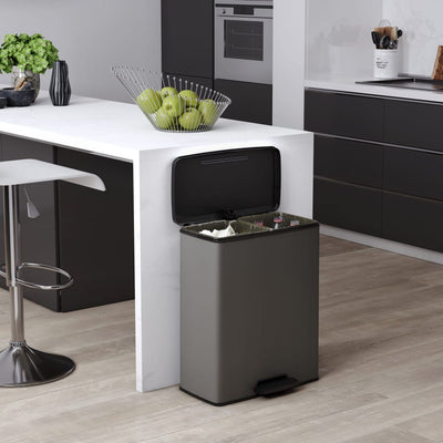 Duo Pedal Bin Deco 26L+26L Cool Grey
