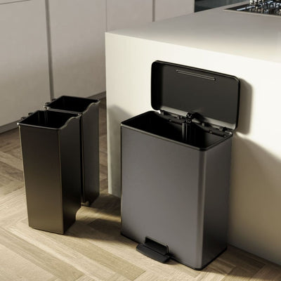 Duo Pedal Bin Deco 26L+26L Cool Grey