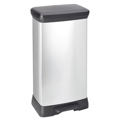 Duo Pedal Bin Deco 23L+23L Silver