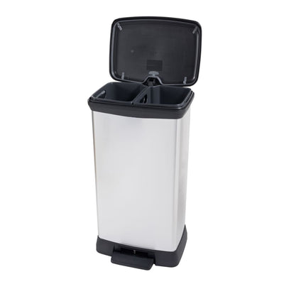 Duo Pedal Bin Deco 23L+23L Silver