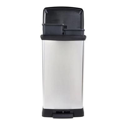 Duo Pedal Bin Deco 23L+23L Silver