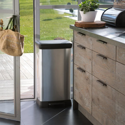 Duo Pedal Bin Deco 23L+23L Silver