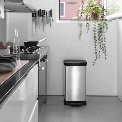 Duo Pedal Bin Deco 23L+23L Silver