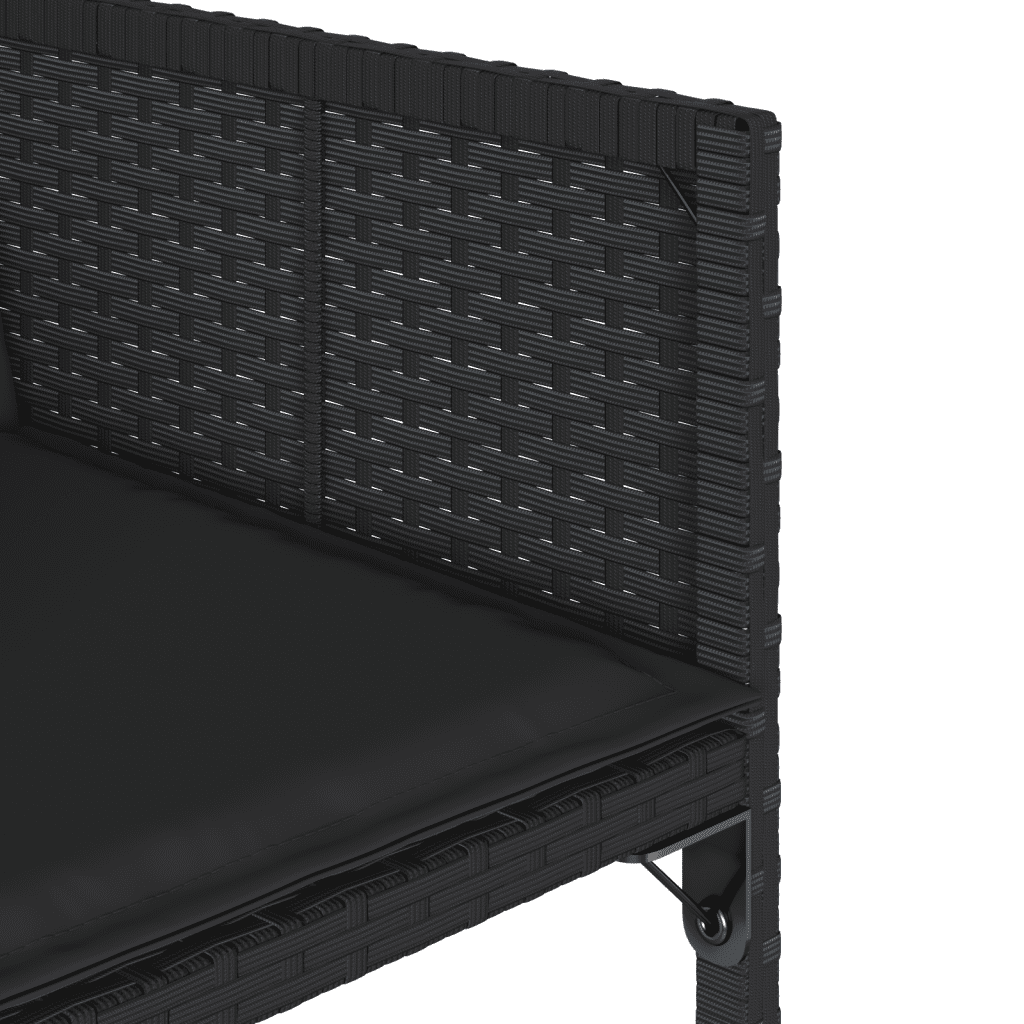 13 Piece Garden Dining Set with Cushions Black Poly Rattan