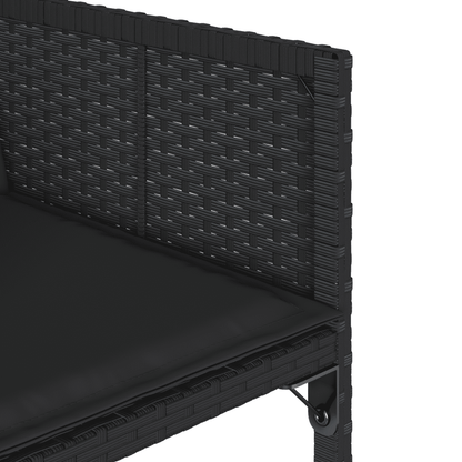 13 Piece Garden Dining Set with Cushions Black Poly Rattan