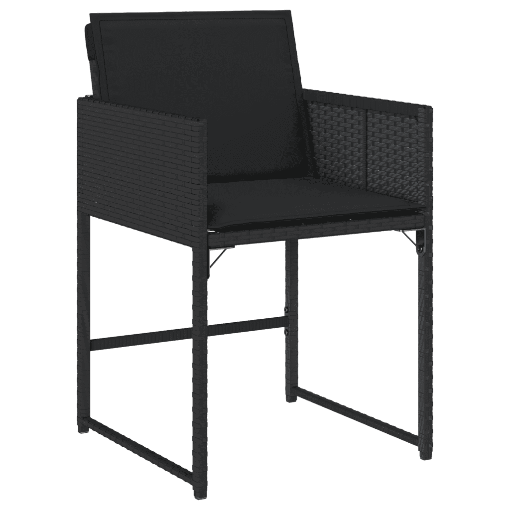 17 Piece Garden Dining Set with Cushions Black Poly Rattan