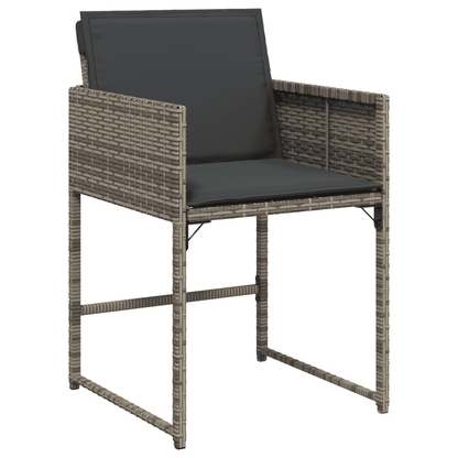 15 Piece Garden Dining Set with Cushions Grey Poly Rattan