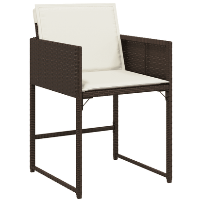 13 Piece Garden Dining Set with Cushions Brown Poly Rattan