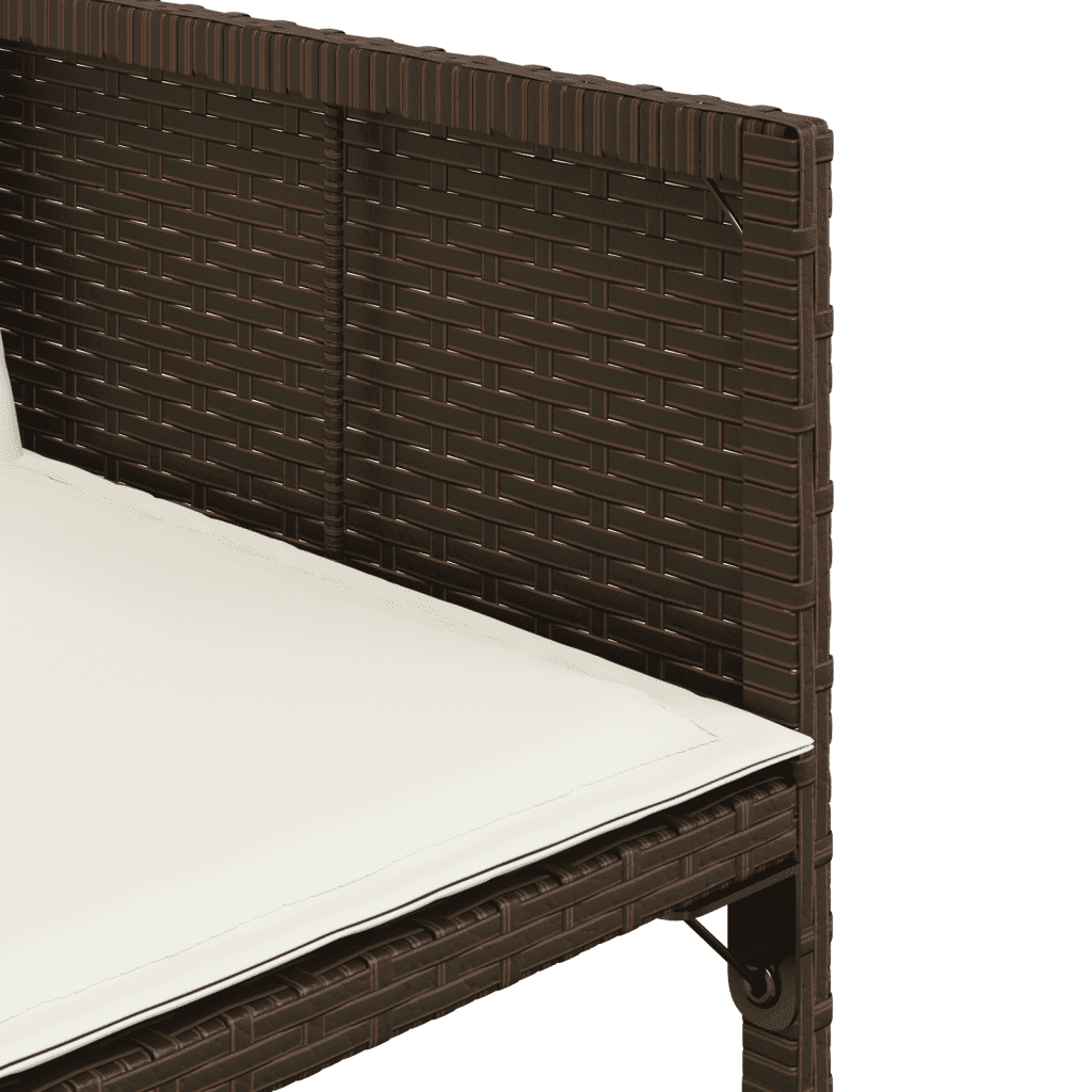 9 Piece Garden Dining Set with Cushions Brown Poly Rattan