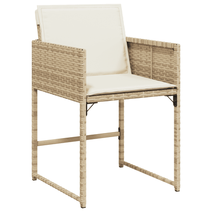 13 Piece Garden Dining Set with Cushions Beige Poly Rattan