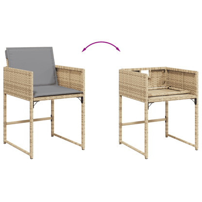17 Piece Garden Dining Set with Cushions Mix Beige Poly Rattan