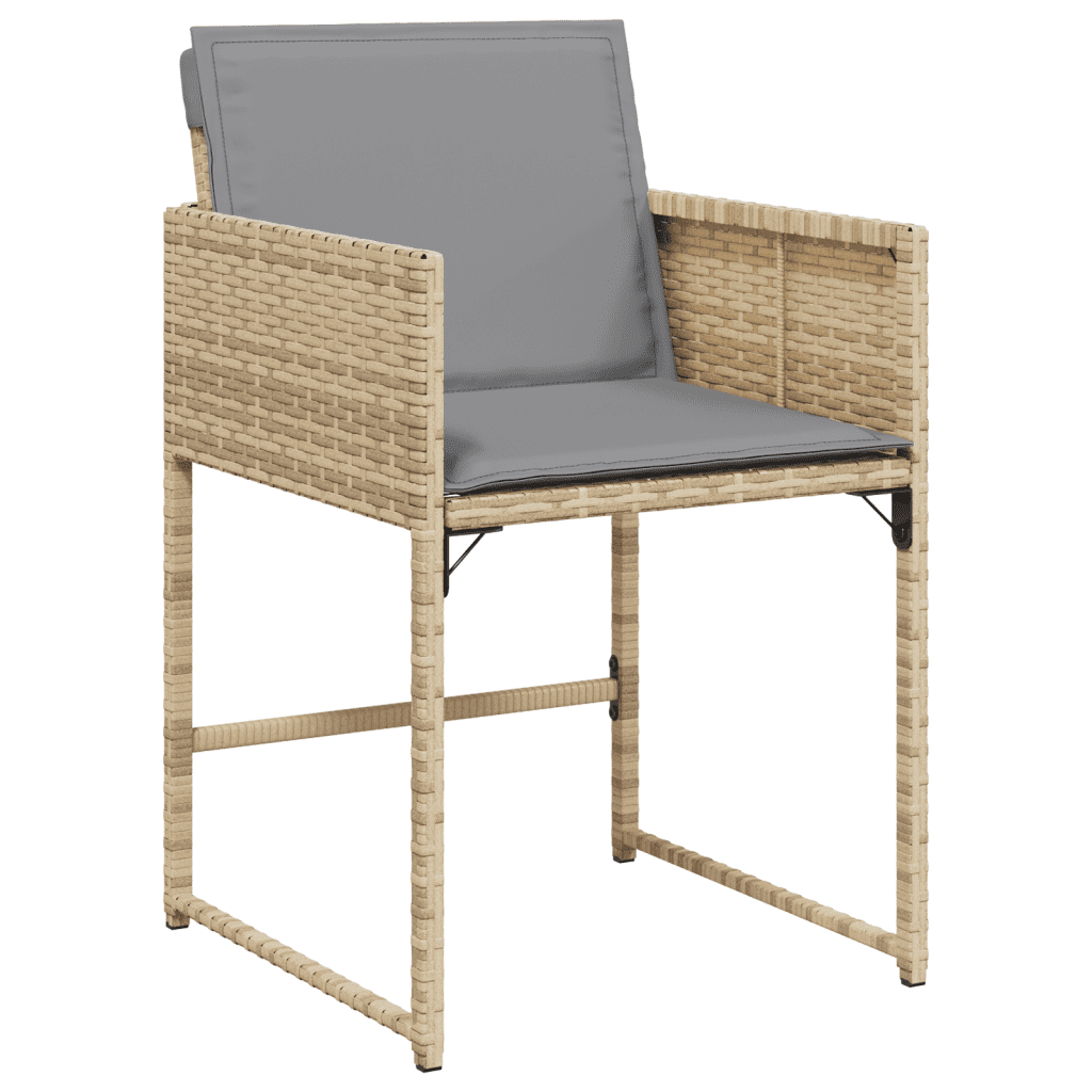 11 Piece Garden Dining Set with Cushions Mix Beige Poly Rattan