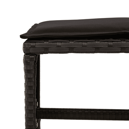 9 Piece Garden Dining Set with Cushions Black Poly Rattan