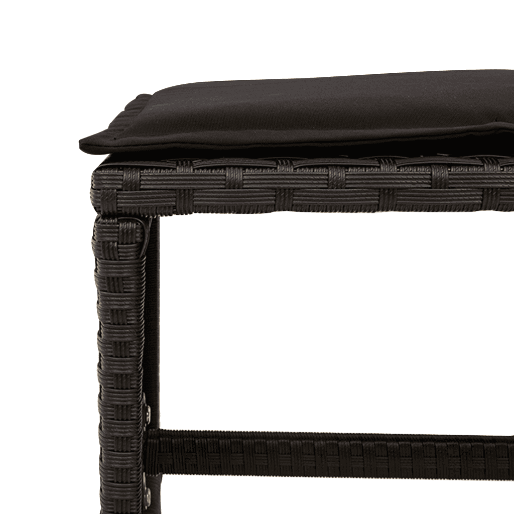 15 Piece Garden Dining Set with Cushions Black Poly Rattan